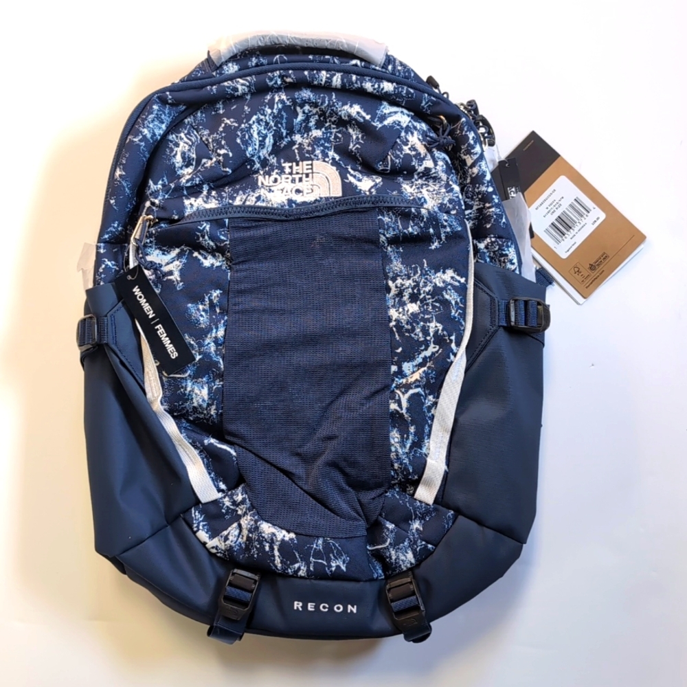THE NORTH FACE Recon Shady Blue Nature Texture Print Womens Backpack $109